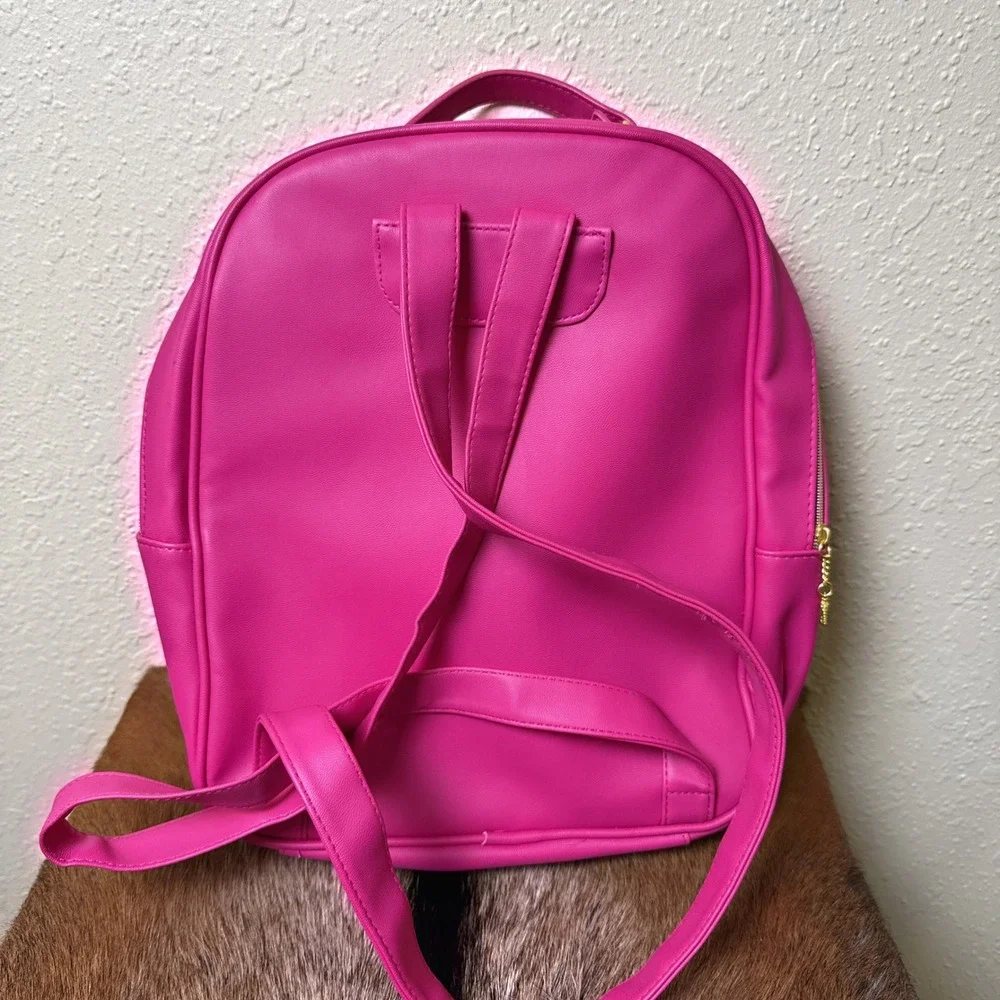 NWT Juicy Couture Pink Faux Leather Black Sequin Backpack Y2K School Travel Loud